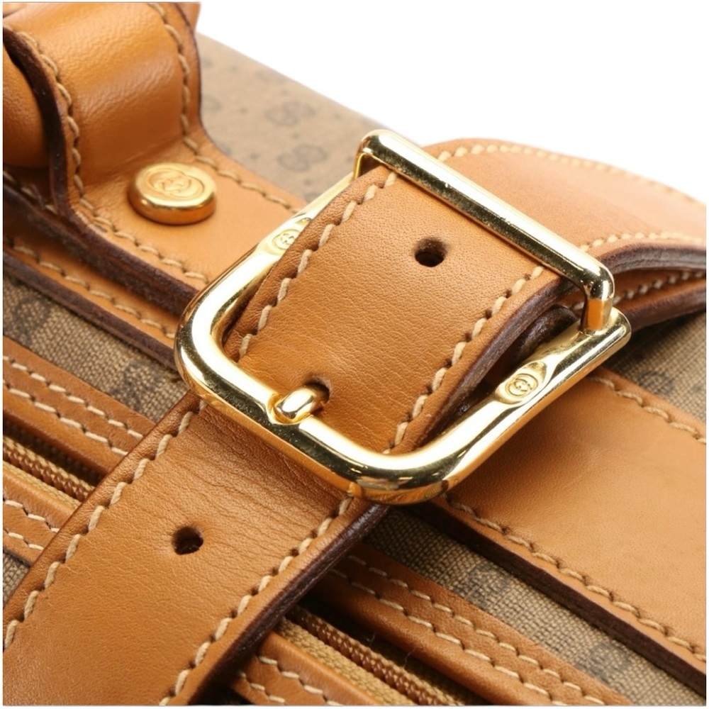 Gucci Micro GG Coated Canvas and Leather Travel Bag Luggage Tag lock key vintage - Picture 5 of 16